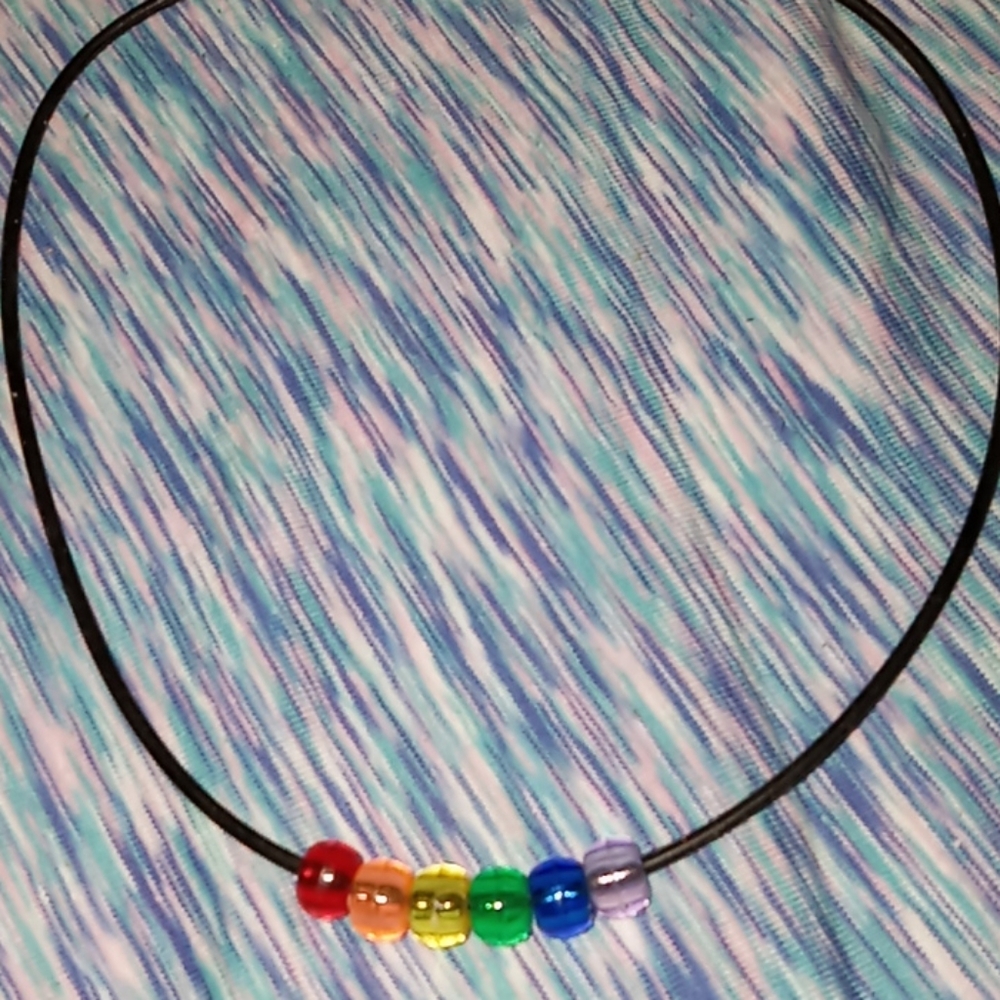 Hand Crafted beaded statement necklace Essential LGBT rainbow pride multicolor
